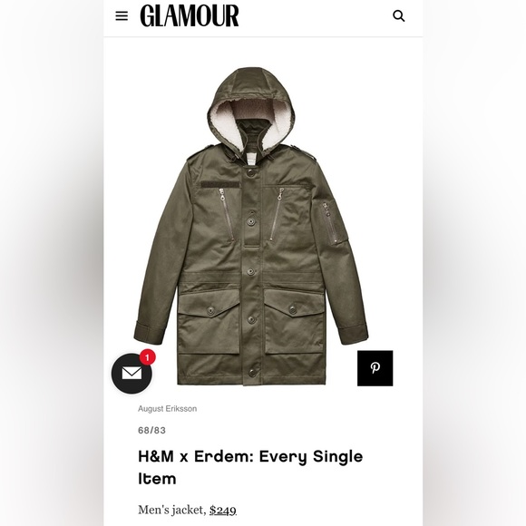 Erdem x H&M Men’s Parka with Sherpa Lining - Picture 7 of 7